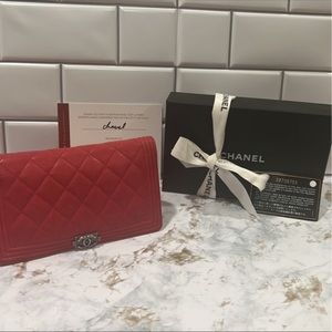 Chanel Quilted Wallet Red